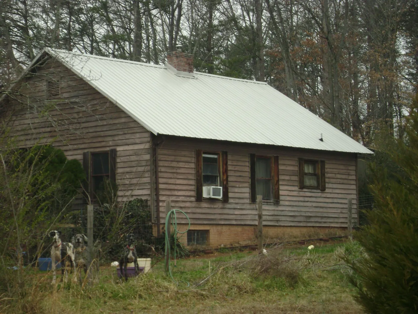 White metal roof on an old wood sided farmhouse, from a Metal Roof Installation job in Ormond Beach